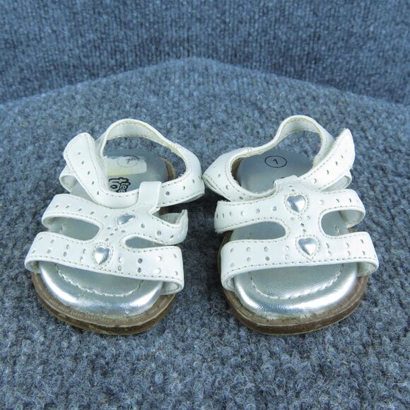 Teeny Toes Girls Gladiator Size T 1 Medium Shoes White Synthetic Hook & Loop - Picture 2 of 6